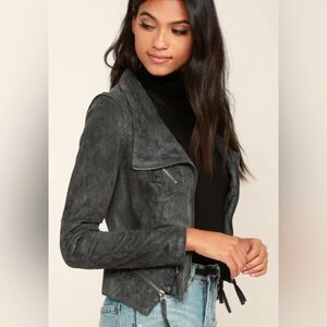 Ready For Anything Charcoal Grey Suede Moto Jacket